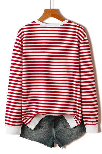 Unisex Fall Clothing Christmas Bow Striped Sweatshirt
