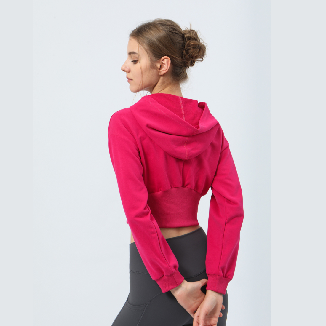 Cropped Waist-Tied Hooded Athletic Jacket