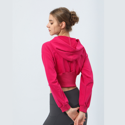 Cropped Waist-Tied Hooded Athletic Jacket