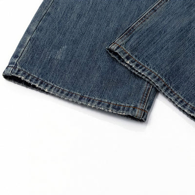 Men's Spring Vintage Blue Patchwork Distressed Denim Jeans