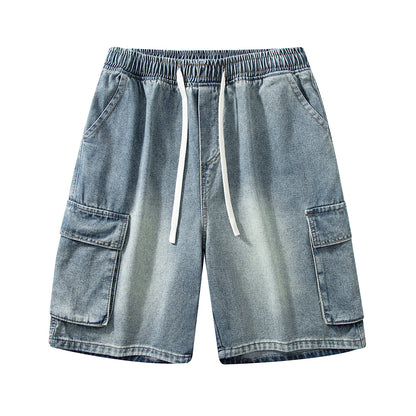 Men's Summer Light Wash Carpenter Baggy Denim Shorts