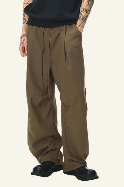 Men's Streetwear Linen Pleadted Wide-leg Pants