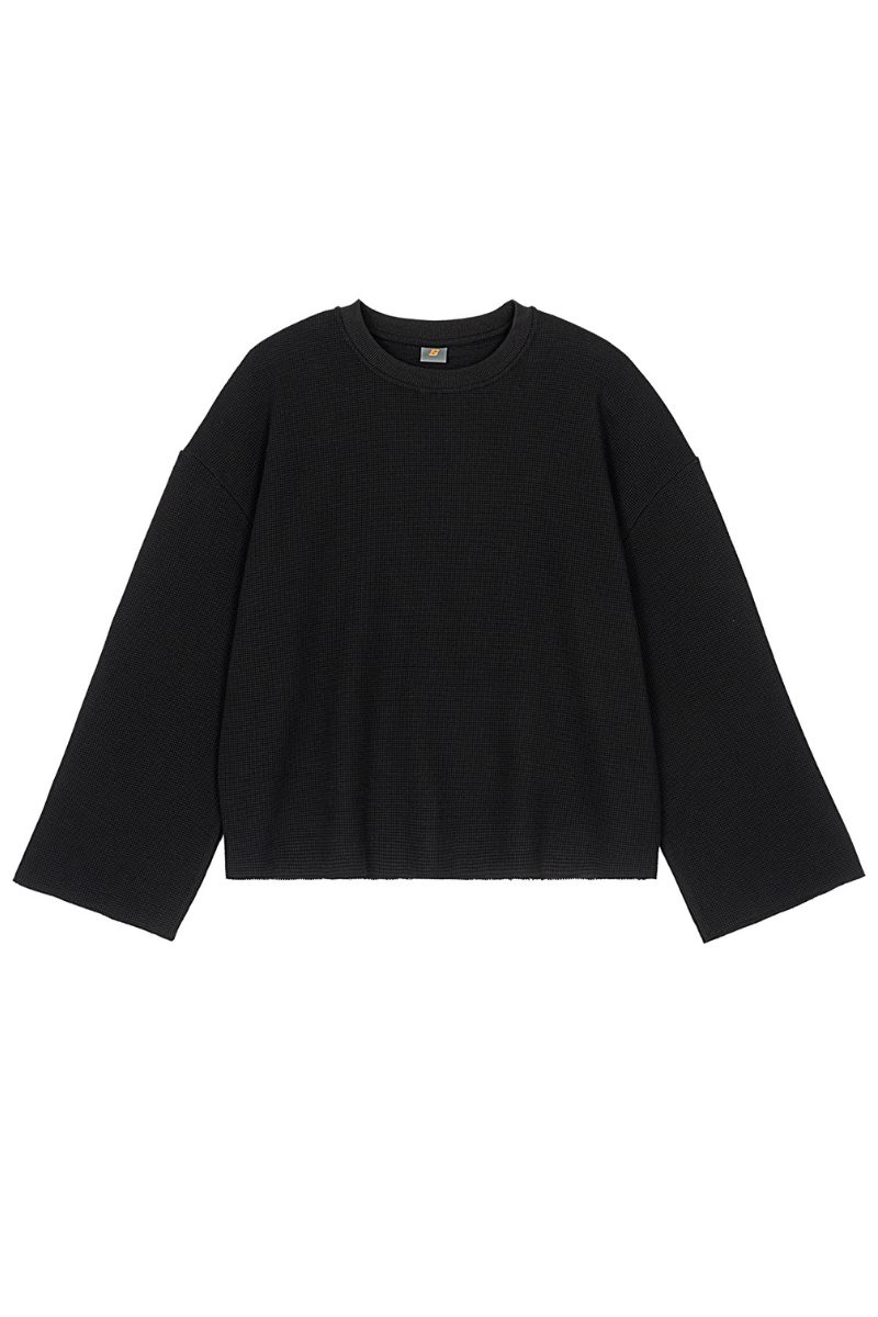 Men's Fall Raw-Edge Cropped Oversized Long-Sleeve T-Shirt