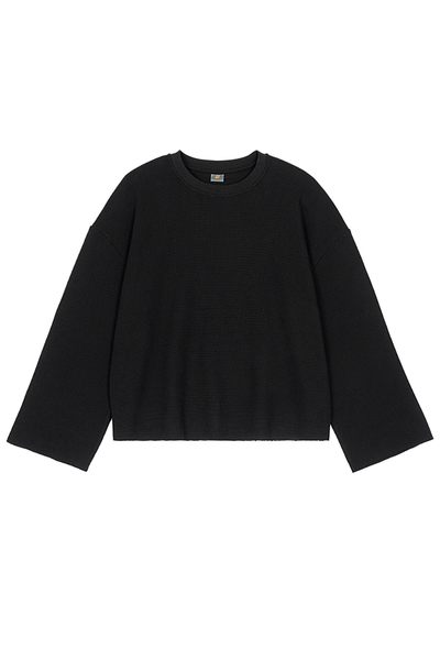 Men's Fall Raw-Edge Cropped Oversized Long-Sleeve T-Shirt