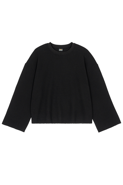 Men's Fall Raw-Edge Cropped Oversized Long-Sleeve T-Shirt