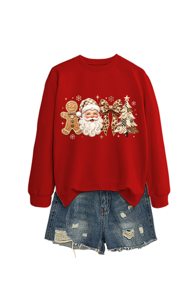 Unisex Fall Clothing Christmas Santa Bow Sweatshirt