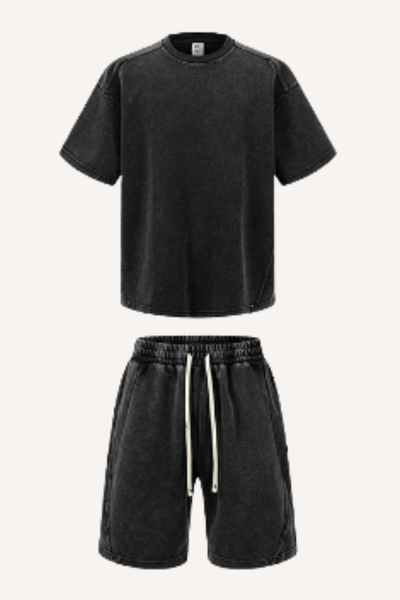 Women's Summer Lightweight Washed Patchwork Streetwear Set