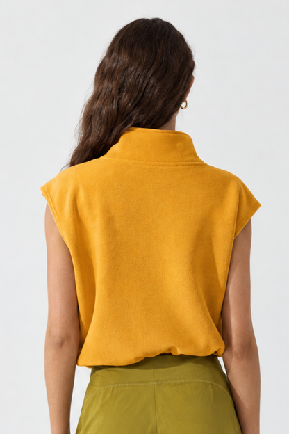 Women Fall Clothing Warm Double-Sided Oat Fleece Zip Vest