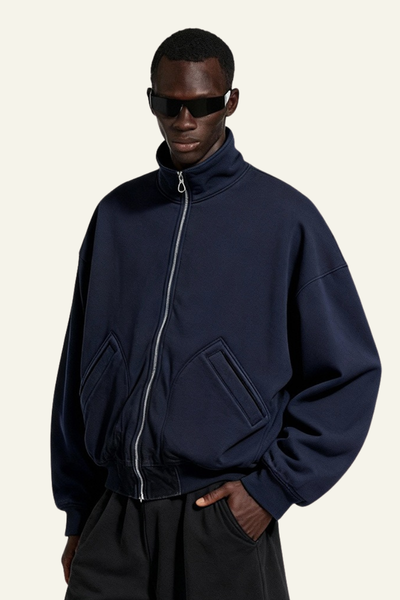 Men's Streetwear Stand Collar Fleece-lined Jacket