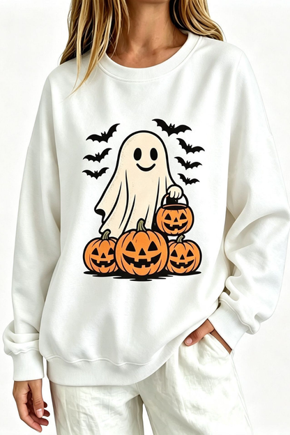 Women Fall Clothing Halloween Ghost Pumpkin Bat Sweatshirt