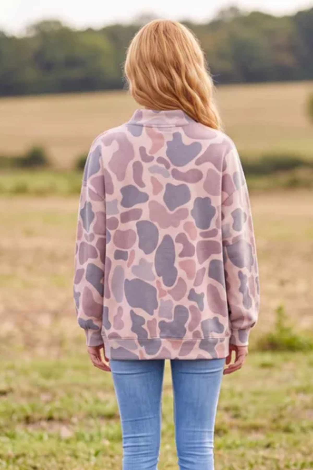 Women's Fall Multi Print Crew Neck Long Sleeve Sweatshirt