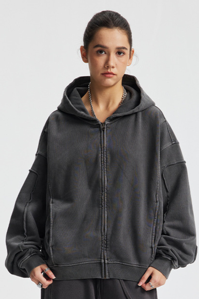 Women's Cotton Streetwear Full Zipper Hooded Jacket