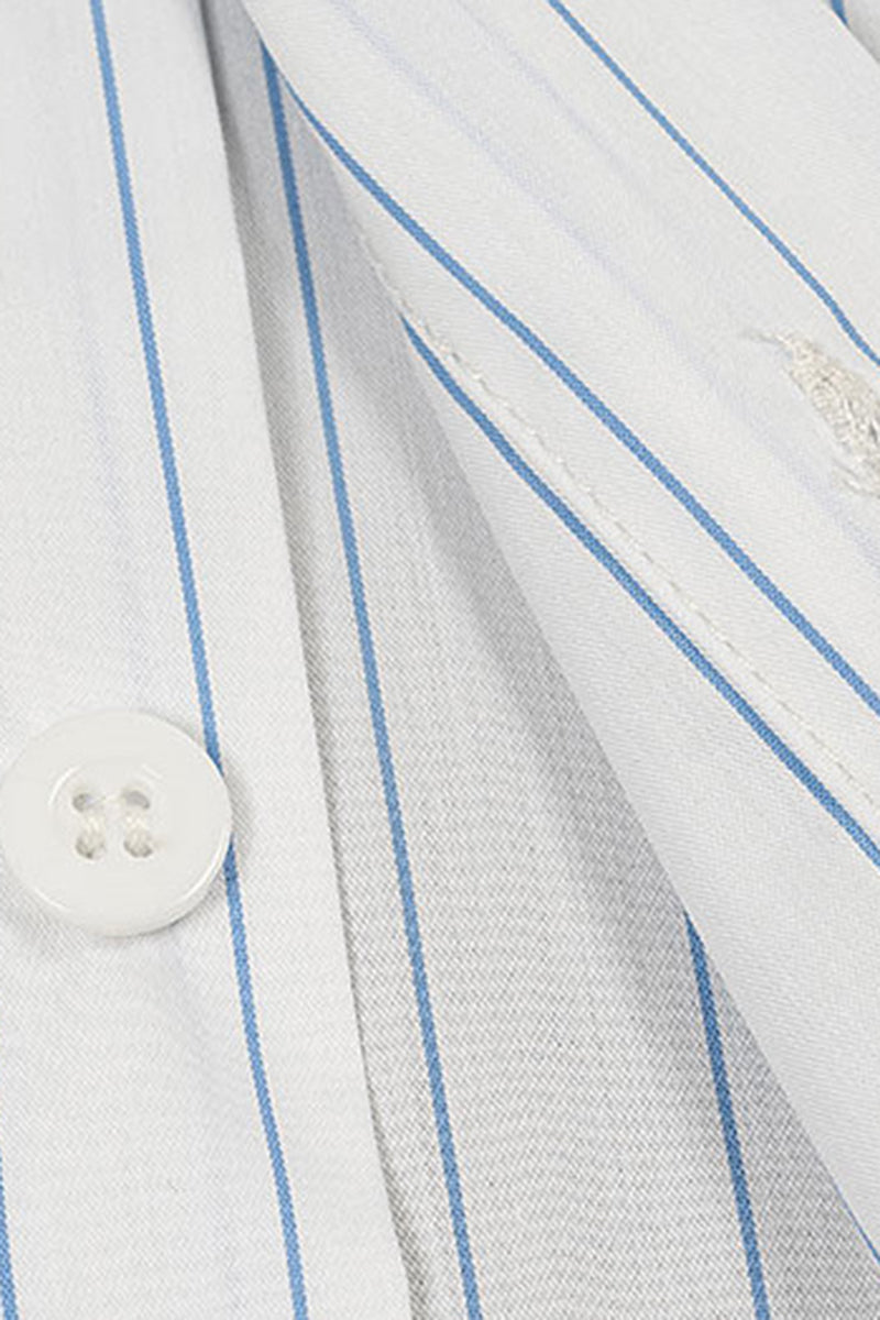 Men's Summer Cropped Vertical-Stripe Stretch Casual Shirt