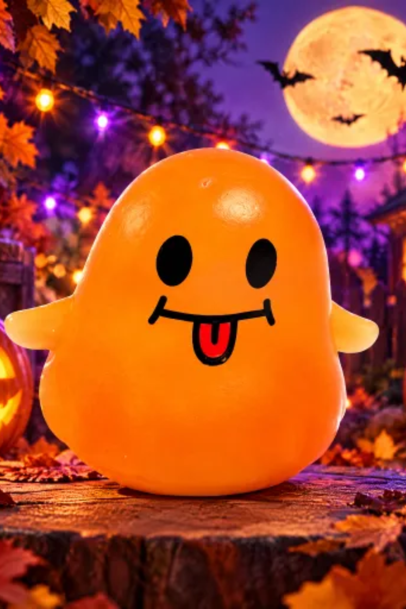 Unisex Fall Halloween Light Up Ghost TPR Squishy Toy