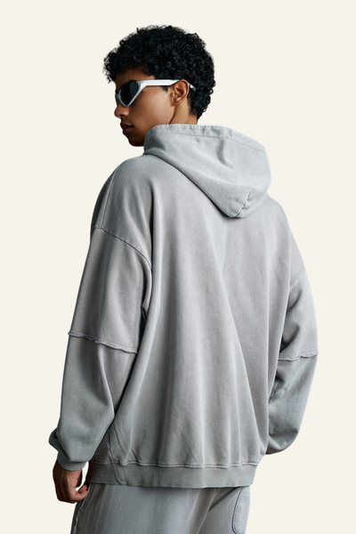 Men's Cotton Vintage Faux-Two-Piece Hoodie.