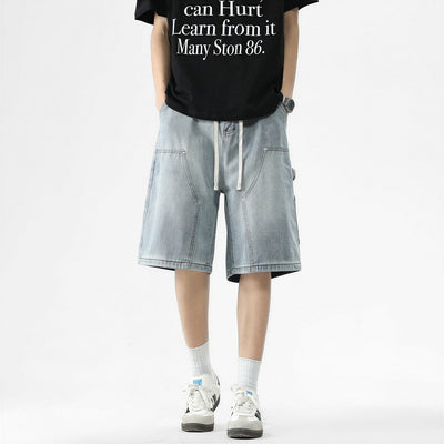 Men's Summer Light Wash Carpenter Baggy Denim Shorts