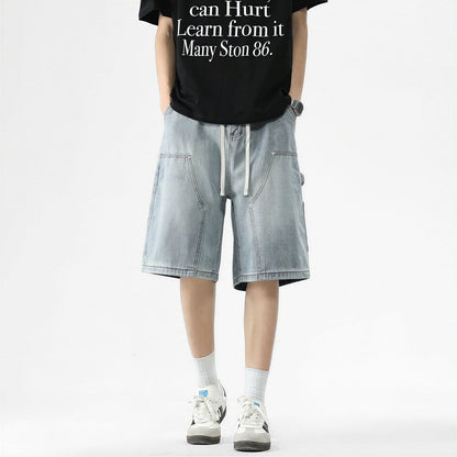 Men's Summer Light Wash Carpenter Baggy Denim Shorts