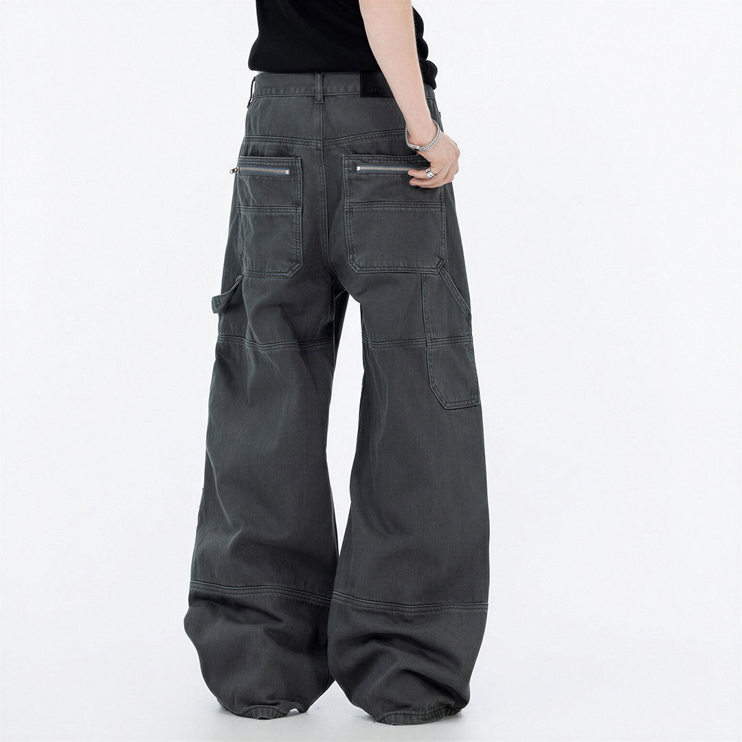 Men's Spring Multi-Pocket Cargo Wide-Leg Pants