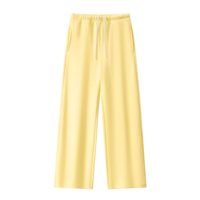 Unisex Spring Cotton Wide-Leg Drawstring Pocket Sweatpants
