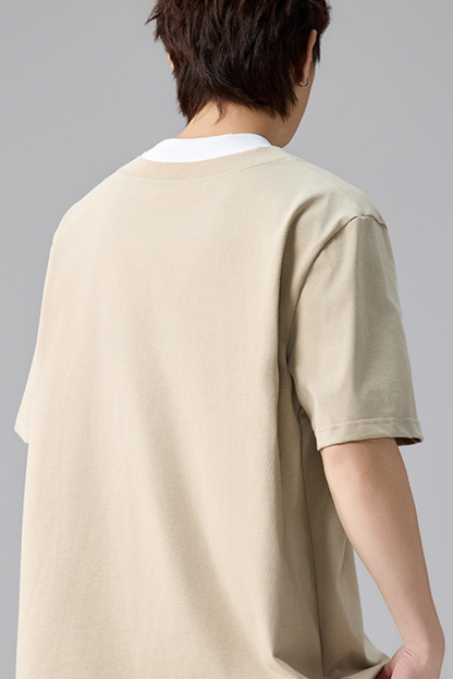 Men's Summer Mock Layer Henley Colorblock Tee