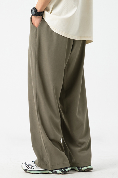 Men's Summer Ice Silk Loose Straight Wrinkle Free Pants