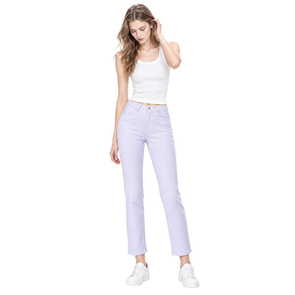 Women's White High Waist Straight Leg Jeans