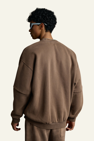 Men's Streetwear Washed Patchwork Pullover