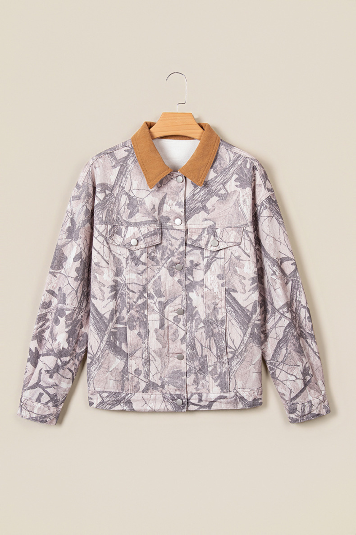Women's Fall Camo Print Lapel Long Sleeve Denim Jacket