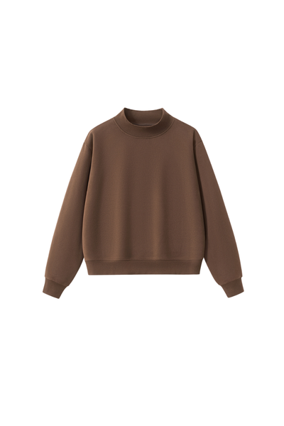 Women's Streetwear Stand-Collar Solid Mock Neck Sweatshirt