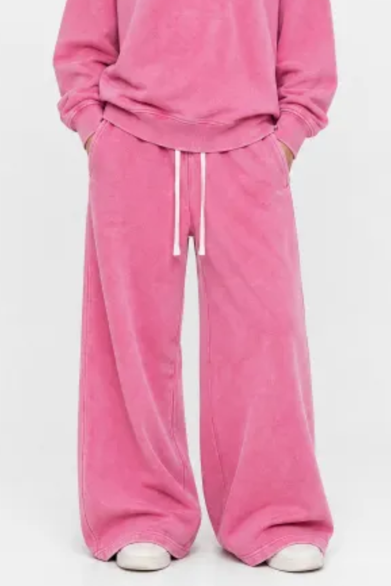 Women Fall 400G Cotton Washed Drawstring Flare Sweatpants