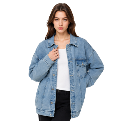 Women's Oversized Drop Shoulder Denim Jacket