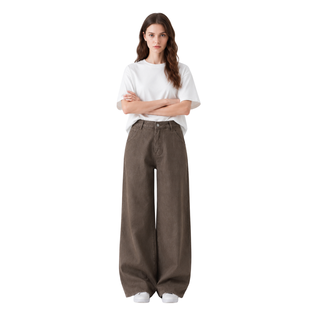 Women's High Waist Non-Stretch Wide Leg Jeans