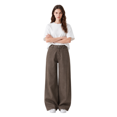 Women's High Waist Non-Stretch Wide Leg Jeans