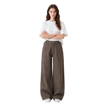 Women's High Waist Non-Stretch Wide Leg Jeans