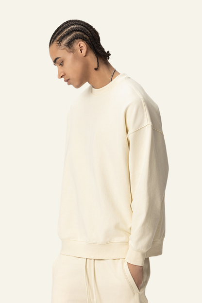 Men's 400G Heavyweight Streetwear Solid Pullover