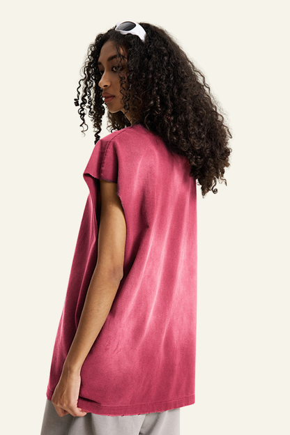 Women's Oversize Vintage Gradient Cotton Sleeveless T-shirt