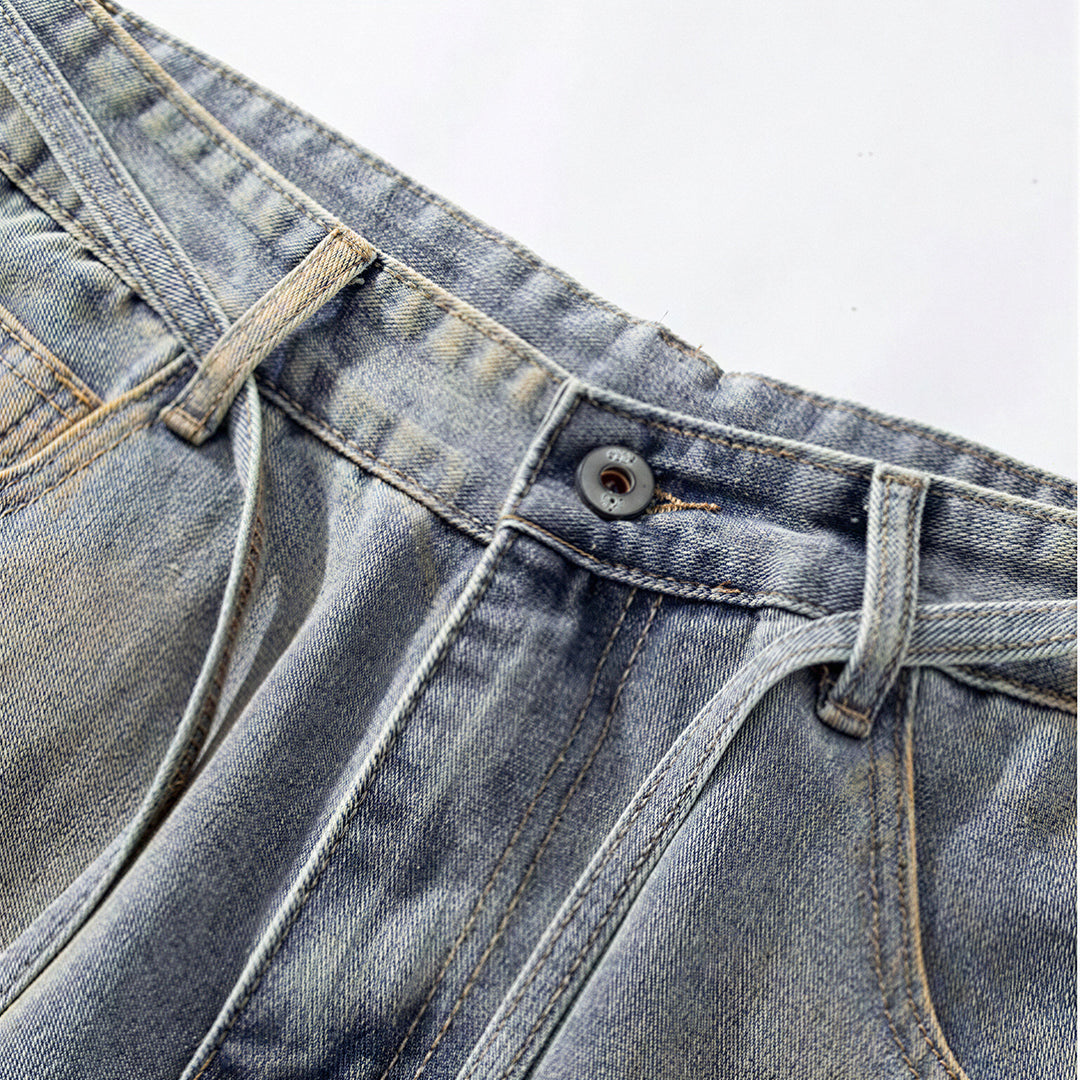 Men's Summer Heavy Ripped Vintage Washed Baggy Denim Shorts