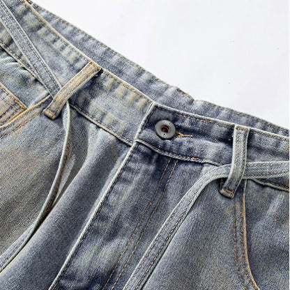 Men's Summer Heavy Ripped Vintage Washed Baggy Denim Shorts