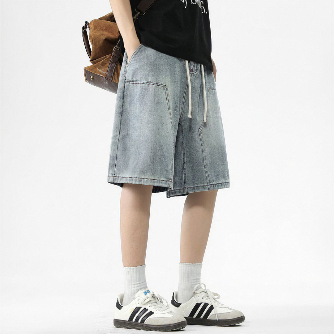 Men's Summer Light Wash Carpenter Baggy Denim Shorts