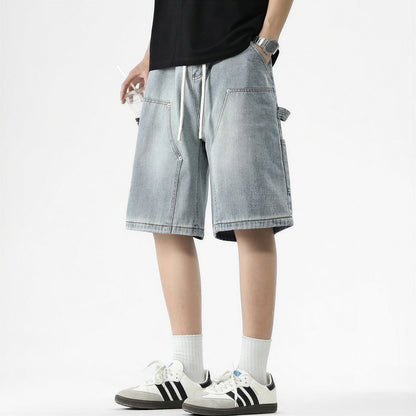 Men's Summer Light Wash Carpenter Baggy Denim Shorts