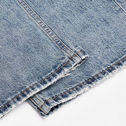 Men's Spring Light Blue Cat Whisker Ripped Denim Jeans