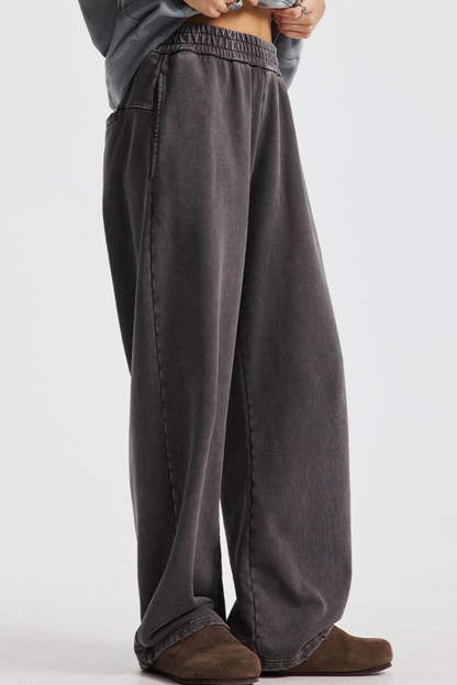 Men's Cotton Streetwear Washed Worn-Out Curved-Blade Pants