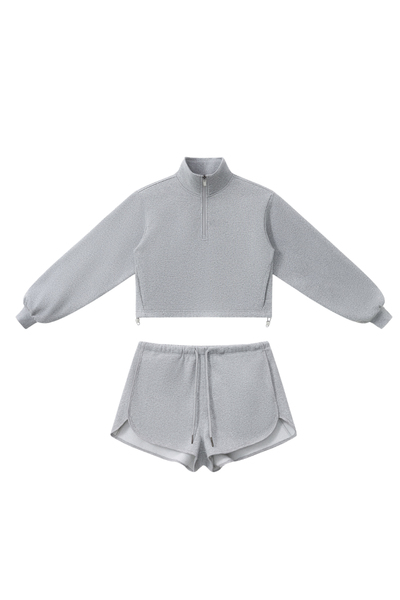 Women's Fall Winter Half-Zip Cropped Athletic 2-Piece Set