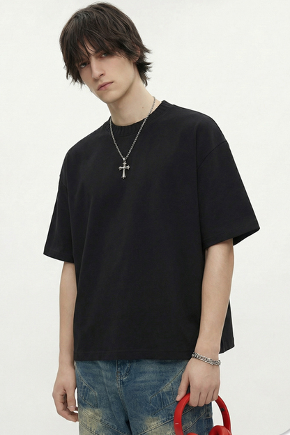 Men's 305g Cotton Colorblock Knit Boxy Crewneck Tee
