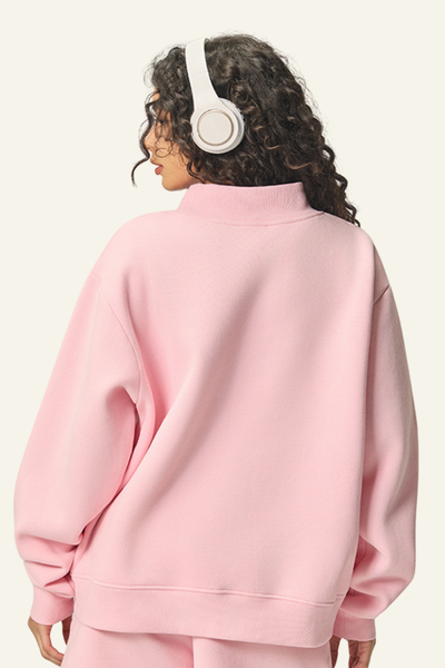Women's Streetwear Stand-Collar Solid Mock Neck Sweatshirt