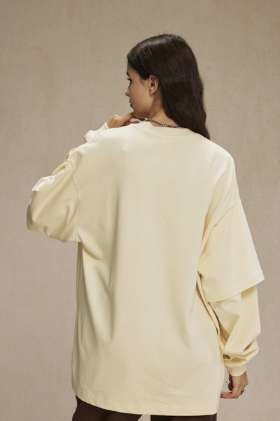 Women's Cotton Patchwork Faux Two-Piece Sweatshirt