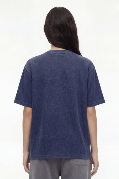 Women's Streetwear Washed Henley Collar Distressed T-shirt