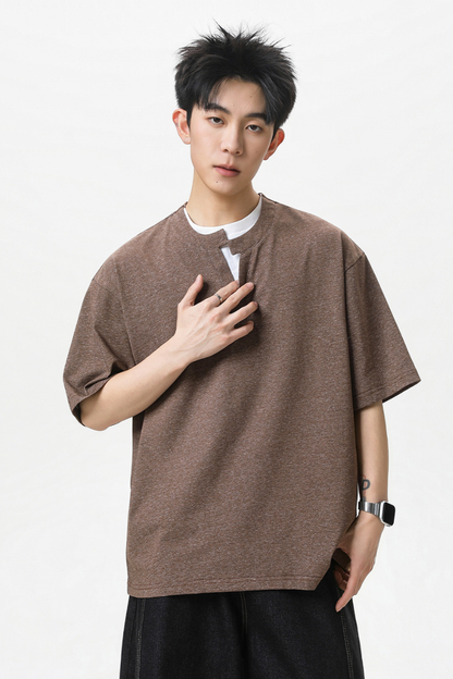 Men's Summer Mock Layer Asymmetric Loose Street Tee