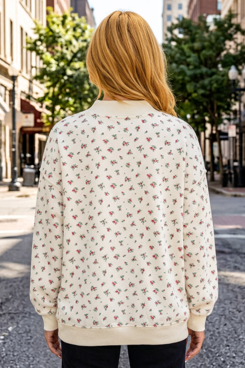 Women Fall Clothing Ditsy Floral Oversized Sweatshirt