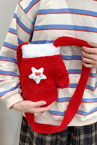 Christmas Vintage Plush Red Crossbody Bag